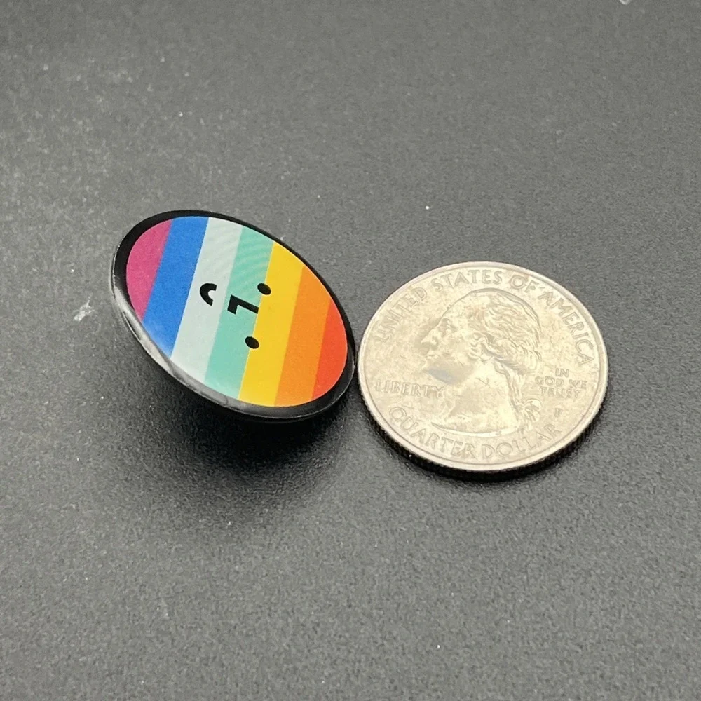 Rainbow Pride Flag Smiley Face Lapel Hat Pin‎